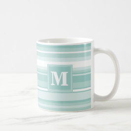 Monogram mynta grönt rand kaffemugg