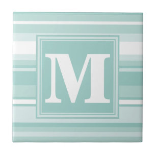 Monogram mynta grönt rand kakelplatta