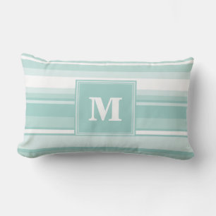 Monogram mynta grönt rand lumbarkudde