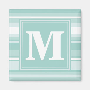 Monogram mynta grönt rand magnet