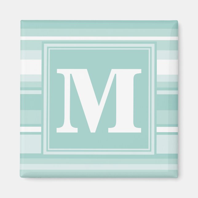 Monogram mynta grönt rand magnet (Framsidan)
