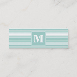 Monogram mynta grönt rand mini visitkort
