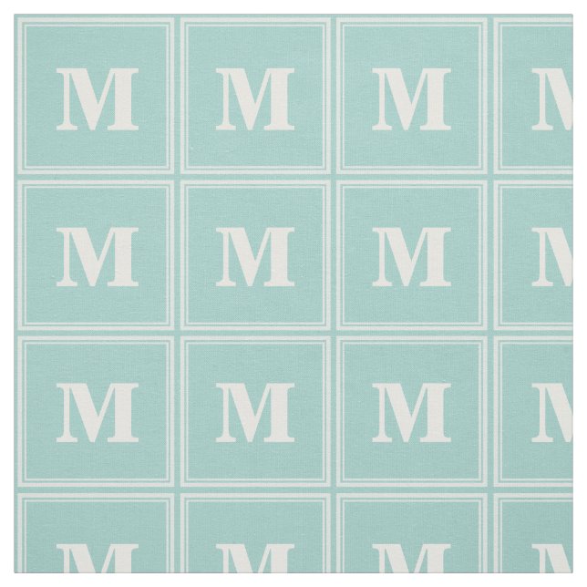 Monogram mynta grönt rand tyg (Provkarta)