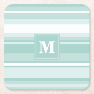 Monogram mynta grönt rand underlägg papper kvadrat