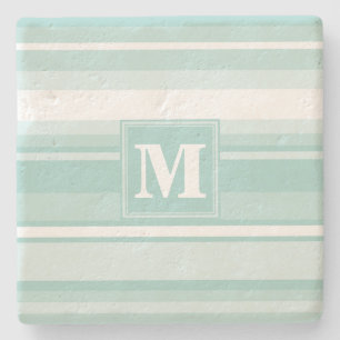 Monogram mynta grönt rand underlägg sten