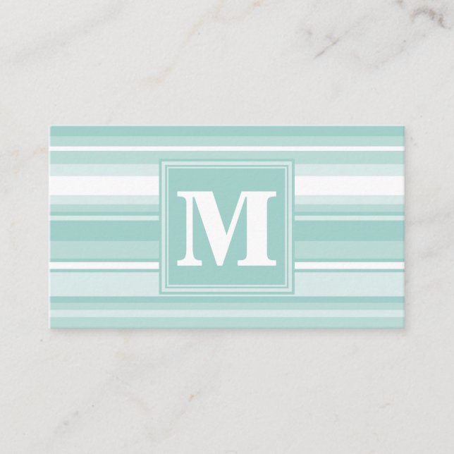 Monogram mynta grönt rand visitkort (Framsida)