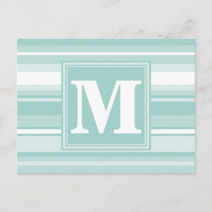Monogram mynta grönt rand vykort