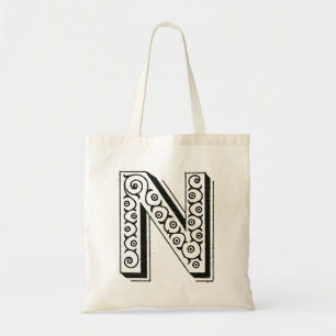 Monogram N, Brev N, Alphabet N, Black and White Tygkasse