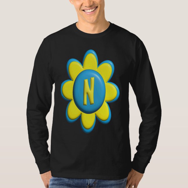 Monogram N  Colorful Flower T Shirt (Framsida)