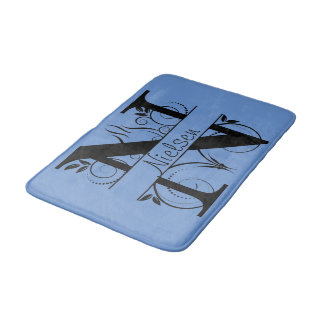 Monogram N initial Bath, köksmatsalen Välj Färg Badrumsmatta