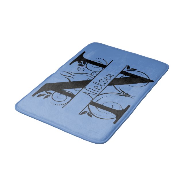 Monogram N initial Bath, köksmatsalen Välj Färg Badrumsmatta (Vinklad)