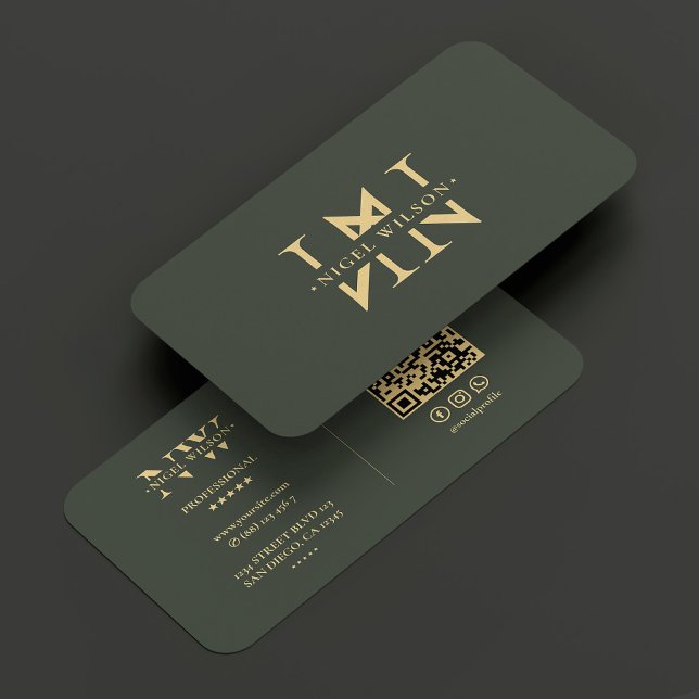 Monogram N Modern Logotyp Elegant Mörk grönt Visitkort (Monogram N Modern Logo Elegant Dark Green Business Card
)