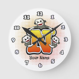 Monogram N Sock monkey klocka