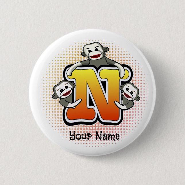 Monogram N Sock monkey Knapp (Framsida)