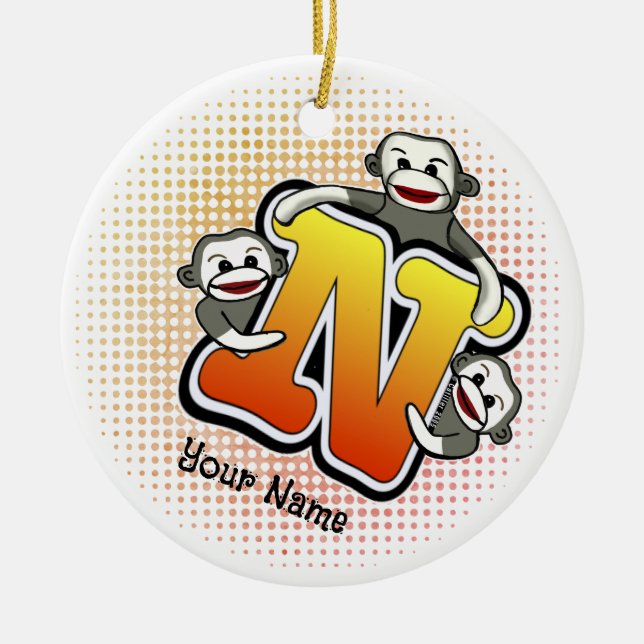 Monogram N Strumpapa  Julgransprydnad Keramik (Framsidan)