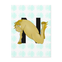 Monogram N Tecknad Horse Personlig