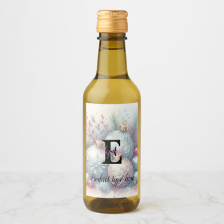 Monogram name Christmas tree ornaments watercolor  Vinetikett