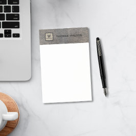 Monogram Name Genuine Cowhide Leather Look Post-it Block