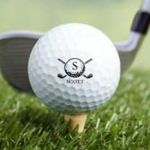 Monogram Name Golf Club Classic Black White