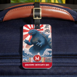 Monogram Name Lizard Monster Funny Retro Bagagebricka