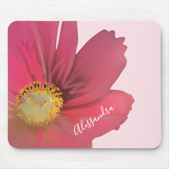 Monogram Name Pastel Pink Watercolor Floral Musmatta (Framsidan)