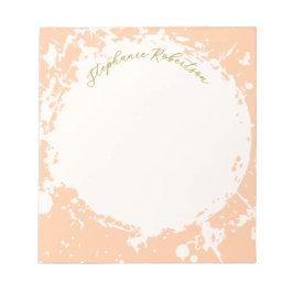 Monogram Name Peach Gold Splattered Stylish Modern Anteckningsblock
