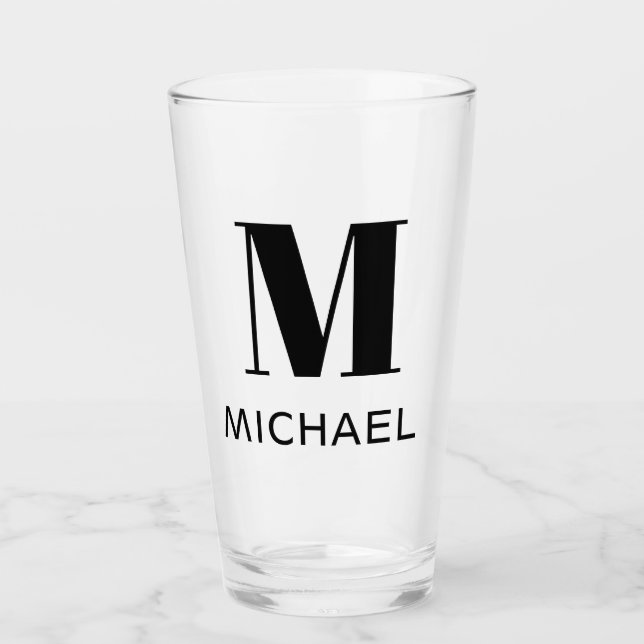 Monogram Name Simple Personalised Beer Glass Glaskopp (Framsida)