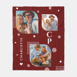 Monogram Namn 3 Photo Collage Trendig Fleecefilt