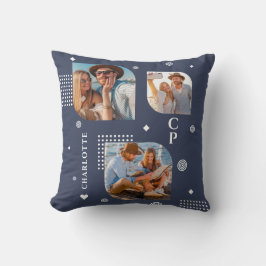 Monogram Namn 3 Photo Collage Trendig Kudde