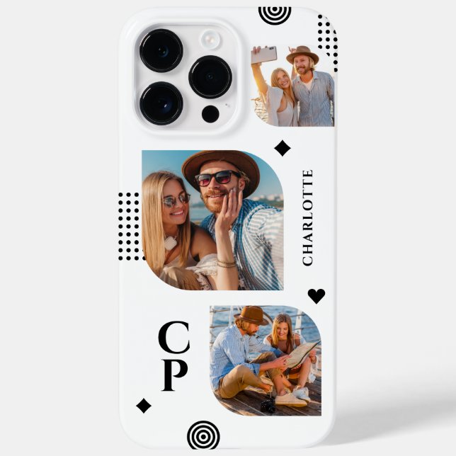 Monogram Namn 3 Photo Collage Trendig Modern (Baksida)