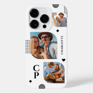 Monogram Namn 3 Photo Collage Trendig Modern