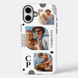 Monogram Namn 3 Photo Collage Trendig Modern