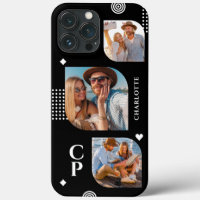 Monogram Namn 3 Photo Collage Trendig Modern