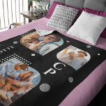 Monogram Namn 3 Photo Collage Trendig Modern Fleecefilt<br><div class="desc">Monogram Namn 3 Photo Collage Trendig Modern Fleece Blanket har en fotokollage av tre av dina favoritfoton med personlig namn och ett monogram i elegant-vita skript på svart bakgrund. Anpassa genom att redigera texten i textrutorna. Perfekt för födelsedag, jul, Mors dag, Fars dag, syster, kusiner, bästa vänner och mycket annat....</div>
