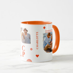 Monogram Namn 3 Photo Collage Trendig Modern kaffe Mugg