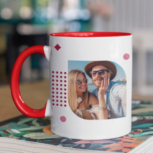 Monogram Namn 3 Photo Collage Trendig Modern kaffe Mugg