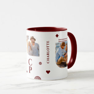 Monogram Namn 3 Photo Collage Trendig Modern Mugg