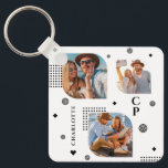 Monogram Namn 3 Photo Collage Trendig Nyckelring<br><div class="desc">Monogram Namn 3 Photo Collage Trendig Modern Keychain har en fotosamling av tre av dina favoritfoton med personlig namn och monogram i svart elegant. Anpassa genom att redigera texten i de angivna textrutorna. Perfekt för födelsedag, jul, Mors dag, Fars dag, syster, kusiner, bästa vänner och mycket annat. PHOTO TIP: centrera...</div>