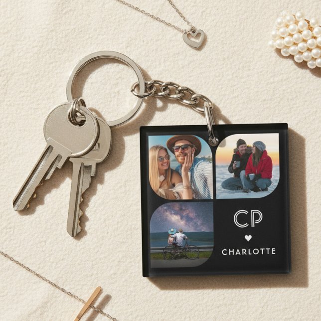 Monogram Namn 3 Photo Modern Trendig enkelt (Skapare uppladdad)