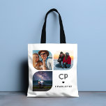 Monogram Namn 3 Photo Modern Trendig enkelt Tygkasse<br><div class="desc">Monogram Namn 3 Photo Modern Trendig Simple Tote bags innehåller tre av dina favoritfoton med personlig namn och monogram i svart elegant. Anpassa genom att redigera texten i textrutorna. Perfekt för födelsedag, jul, Mors dag, babyduschar, möhippor, mamma, syster, kusiner, bästa vänner med mera. PHOTO TIP: centrera fotot innan du laddar...</div>