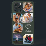 Monogram Namn 6 fotomodern Trendig Enkel<br><div class="desc">Monogram Namn 6 Photo Modern Trendig Simple iPhone-fodral har sex av dina favoritfoton med personlig namn och ett monogram i ett elegant, vitt calligrafskript som accentueras med ett kärlek-hjärta. Anpassa genom att redigera texten i textrutorna. Perfekt för födelsedag, jul, Mors dag, babyduschar, möhippor, mamma, syster, kusiner, bästa vänner med mera....</div>