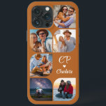 Monogram Namn 6 fotomodern Trendig Enkel<br><div class="desc">Monogram Namn 6 Photo Modern Trendig Simple iPhone-fodral har sex av dina favoritfoton med personlig namn och monogram i elegantens bruna calligrafskript som accentueras med ett kärlek-hjärta. Anpassa genom att redigera texten i textrutorna. Perfekt för födelsedag, jul, Mors dag, babyduschar, möhippor, mamma, syster, kusiner, bästa vänner med mera. PHOTO TIP:...</div>