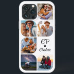 Monogram Namn 6 fotomodern Trendig Enkel<br><div class="desc">Monogram Namn 6 Photo Modern Trendig Simple iPhone-väskor innehåller sex av dina favoritfoton med personlig namn och monogram i elegant svart skript som accentueras med kärlek-hjärta. Anpassa genom att redigera texten i textrutorna. Perfekt för födelsedag, jul, Mors dag, babyduschar, möhippor, mamma, syster, kusiner, bästa vänner med mera. PHOTO TIP: centrera...</div>