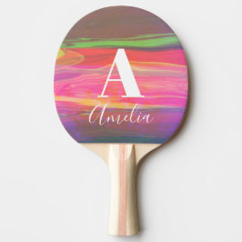 Monogram Namn Abstrakt Art Shock rosa Pingisracket