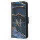 Monogram Namn Agate Navy Blue Guld Gemstone Marble Plånboksfodral För Samsung Galaxy S5 (Vänster)