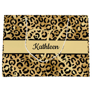 Monogram Namn Black Guld Leopard Skriv ut Cheetah