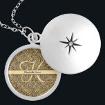 Monogram Namn Black Guld Leopard Skriv ut Cheetah Berlockhalsband<br><div class="desc">Monogram namn Black och guld leopard print,  djurtryck,  cheetah print locket necklace. Se vår svarta och guld leopard för matchande produkter.</div>