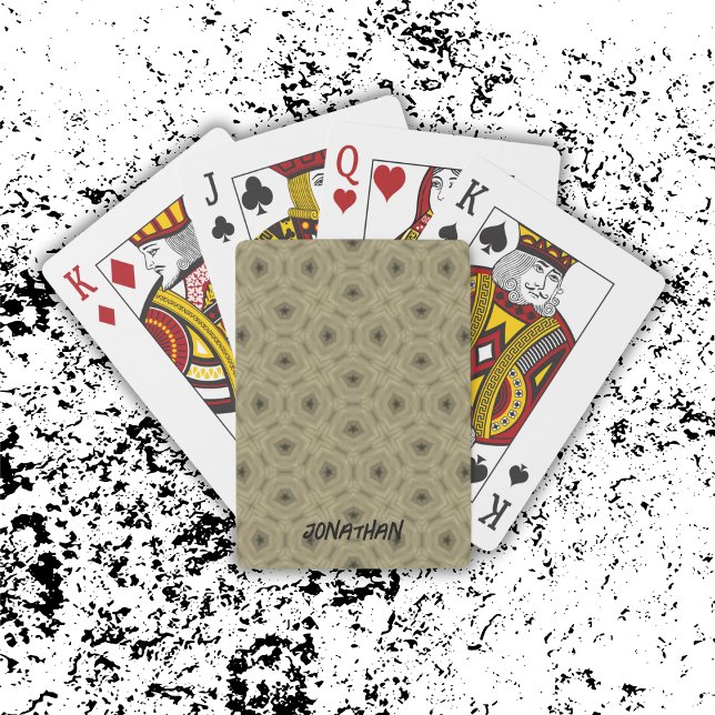 Monogram Namn Black och Beige mönster | Casinokort (Skapare uppladdad)