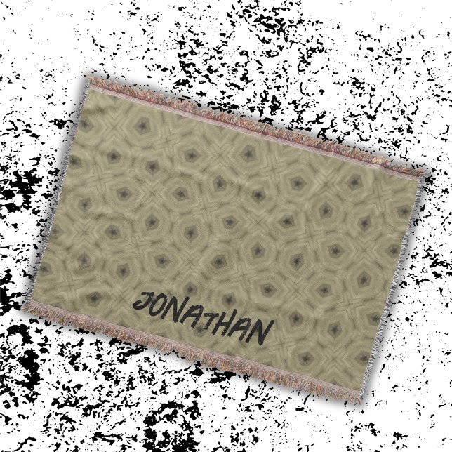 Monogram Namn Black och Beige mönster | Filt (Skapare uppladdad)