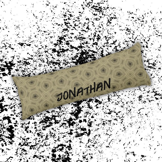 Monogram Namn Black och Beige mönster | Kroppskudde (Skapare uppladdad)